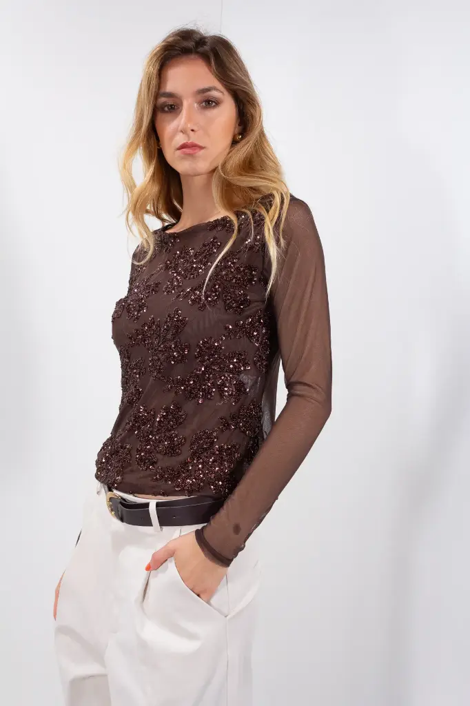 MAGLIA IN TULLE RICAMATO STELLA