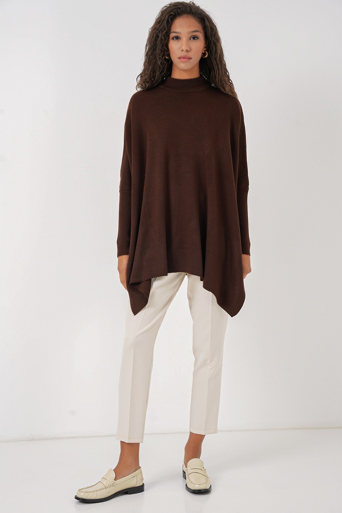 MAGLIA PONCHO MARRONE