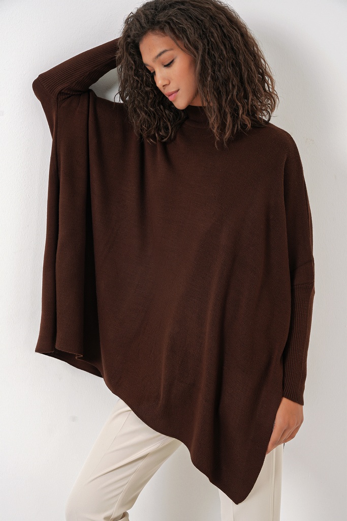 MAGLIA PONCHO MARRONE