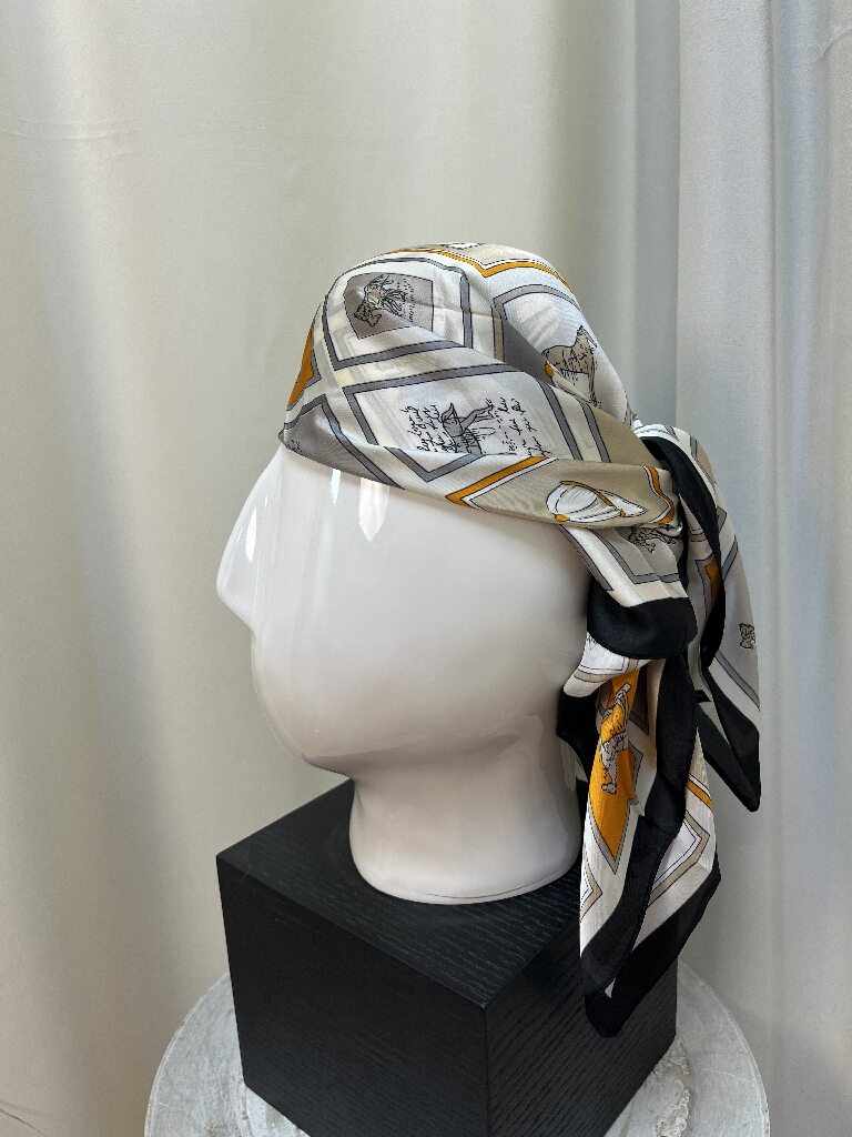 FOULARD VINTAGE HORSES  (base grigia)