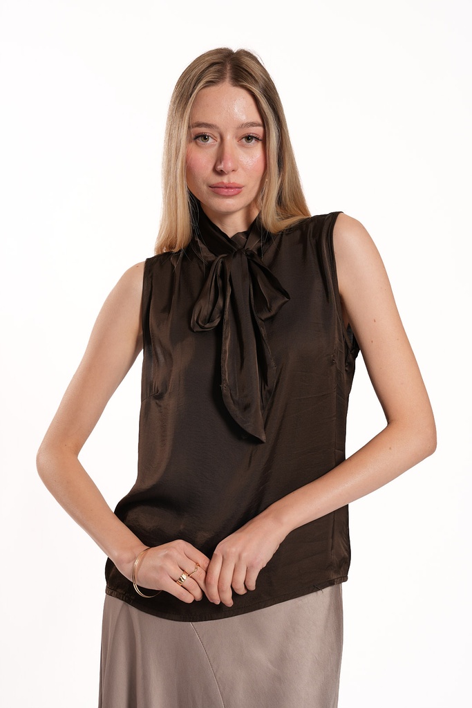 BLUSA CRAVATTA COCO (S/M, CIOCOLATO FONDENTE)