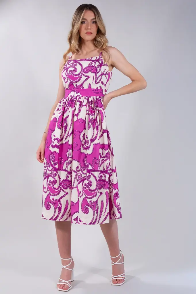 ABITO  SPALLINI BIANCA A1440 (S/M, FUCSIA)