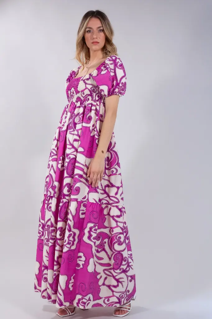 ABITO LUNGO FANTASIA A517-1 (S/M, FUCSIA)