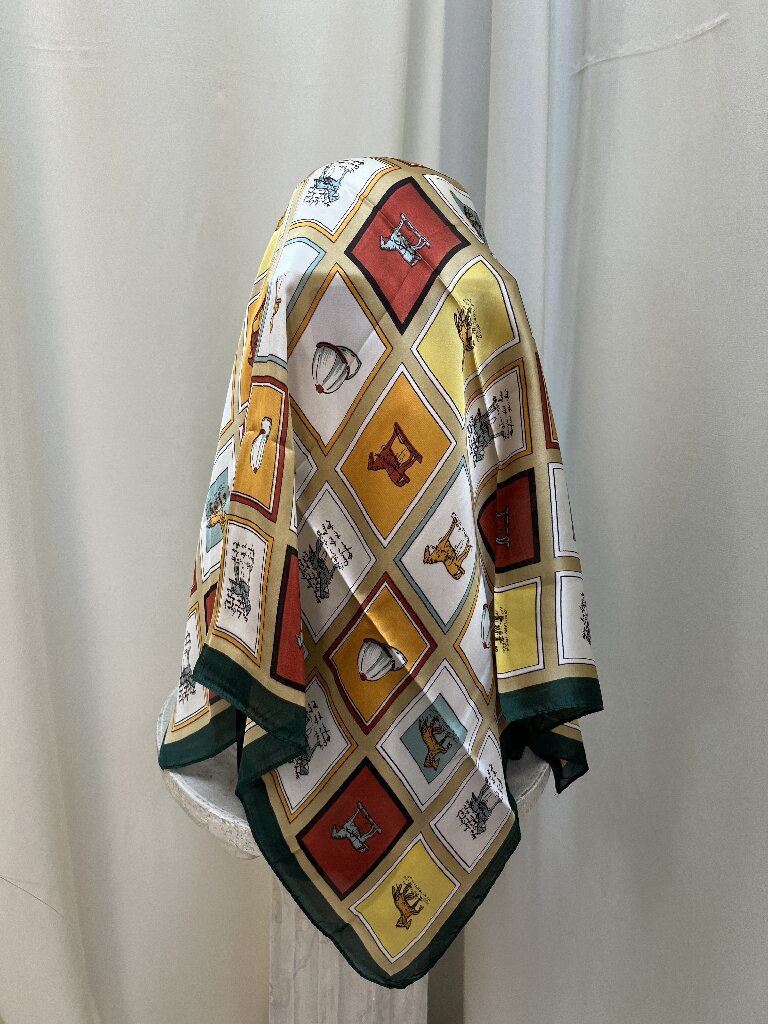 FOULARD VINTAGE HORSES (base beige)