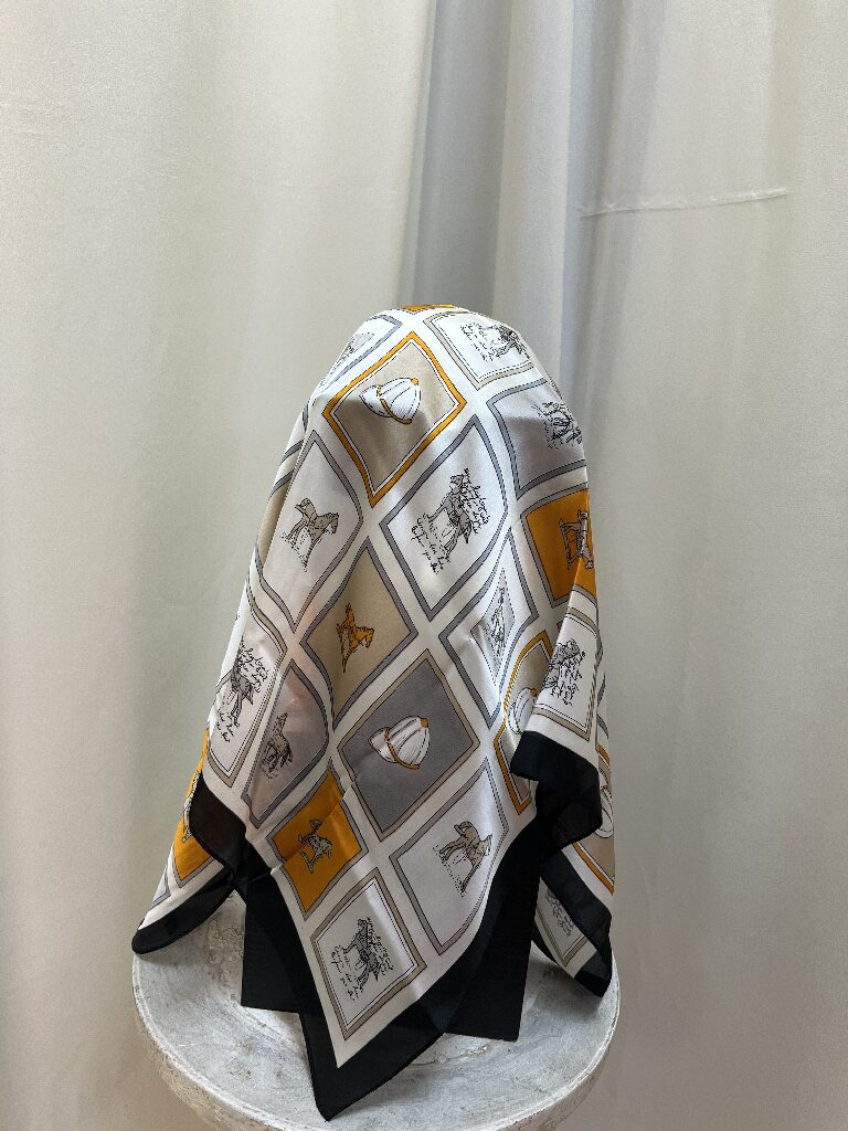FOULARD VINTAGE HORSES  (base grigia)