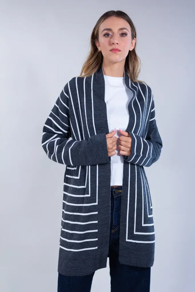 CARDIGAN APERTA LINES GRIGIA
