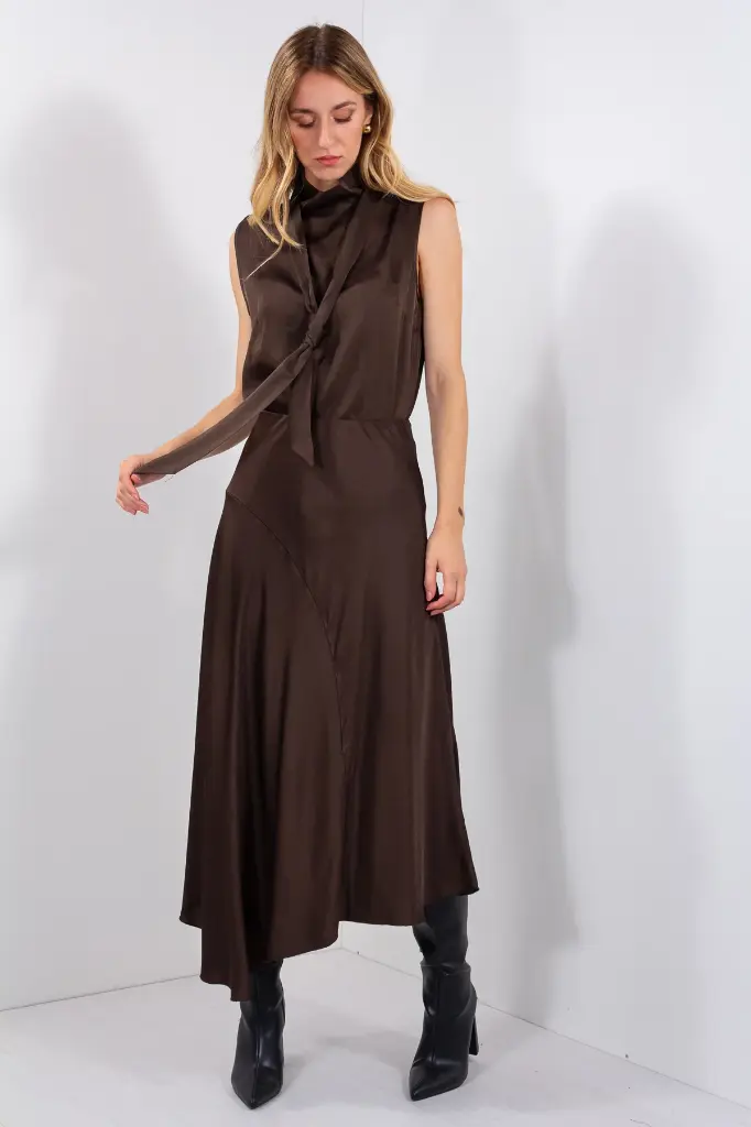 BLUSA CRAVATTA COCO (CIOCCOLATO)